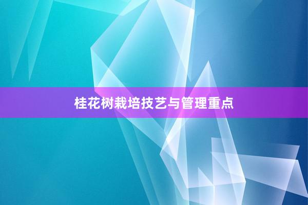 桂花树栽培技艺与管理重点