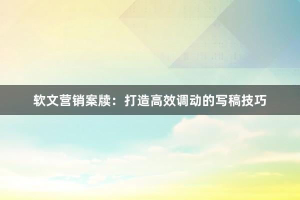 软文营销案牍：打造高效调动的写稿技巧